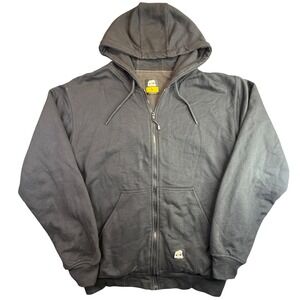Berne Thermal Lined Zip Hoodie Mens Large Black Heavyweight Work Jacket SZ101BK